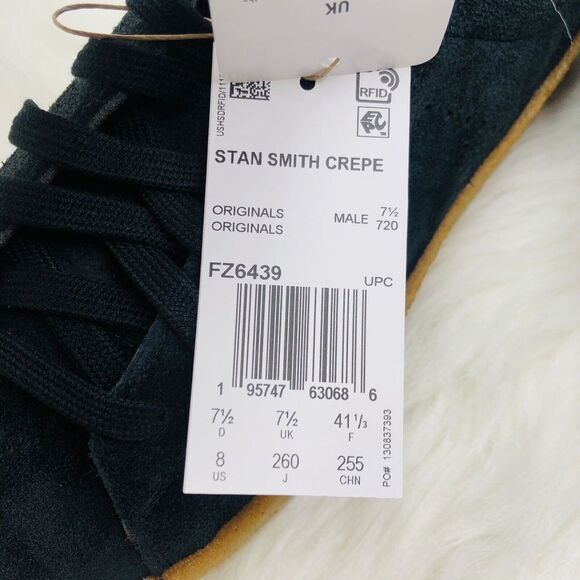 Brand New Mens ADIDAS STAN SMITH CREPE Black Gum Originals Black Size 8‎ Men - Picture 8 of 11